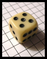Dice : Dice - 6D - Ivory Colored Rounded Corners with Black Pips